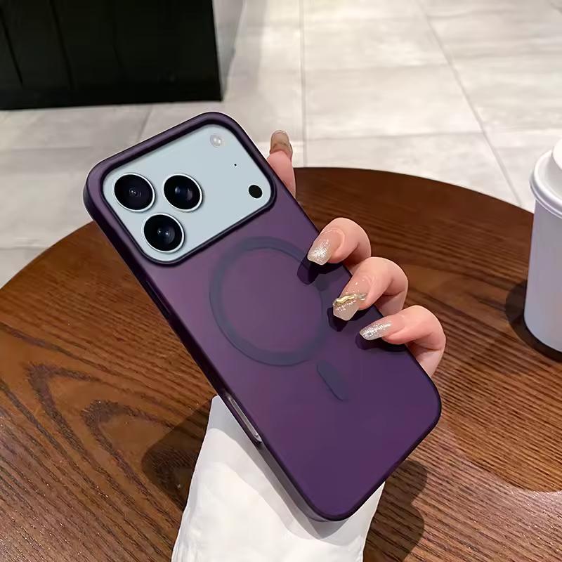 

Ультратонкий матовый чехол для iPhone 17 Air 16 E 15 14 13 12 11 Pro Max Plus Магнитный для беспроводной зарядки Magsafe PC-накладка iPhone 11 фиолетовый