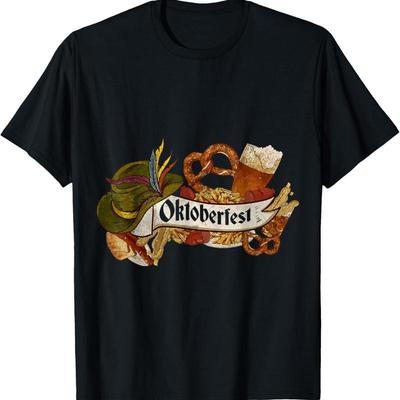 Oktoberfest Hat Pretzel Bavarian German Festival T Shirt