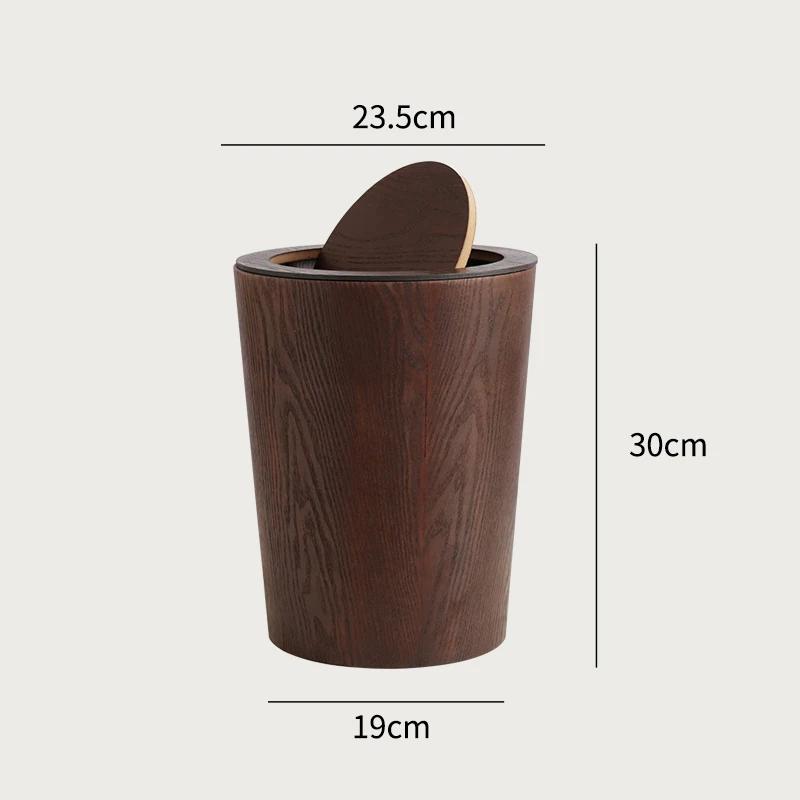 Creative Wooden Trash Can Round Simple Cleaning Tools Garbage Can Home Wastebasket Bathroom Trash Bin Kitchen Waste Storage Bins