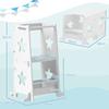 2-in-1 Toddler Step Stool with Safety Rail for Kitchen, Bathroom, White