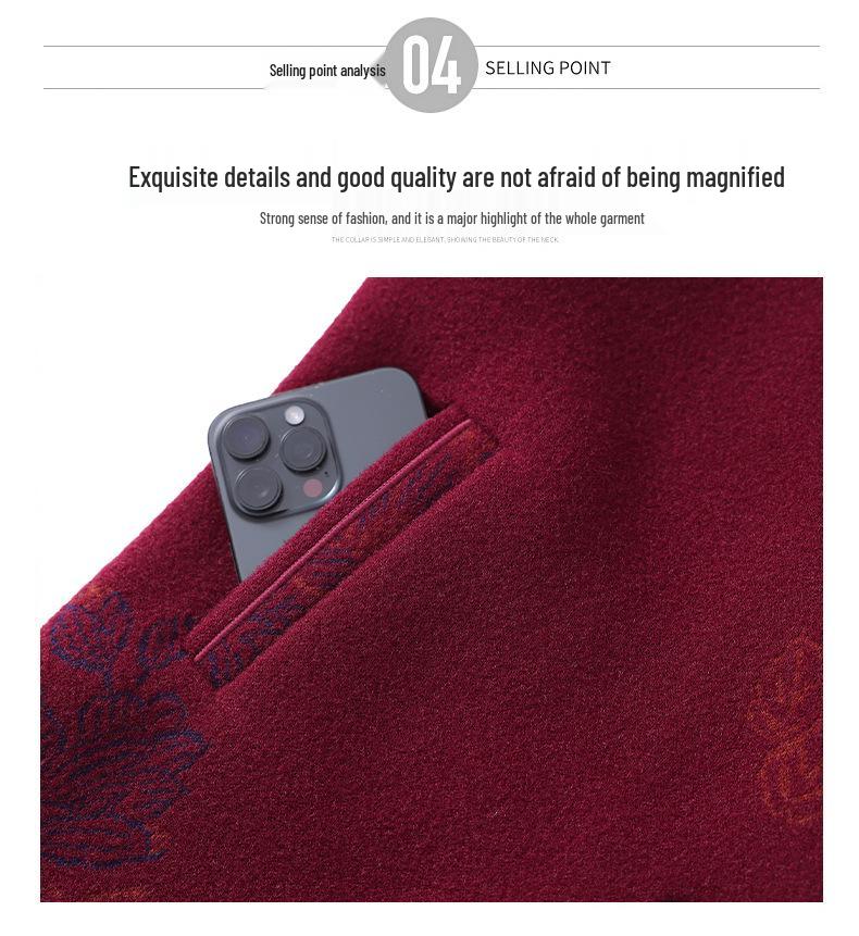 Hengyuanxiang Women's Woolen Coat - Turn-Down Collar, Warm, Fashionable for Middle-Aged and Elderly In Autumn/Winter