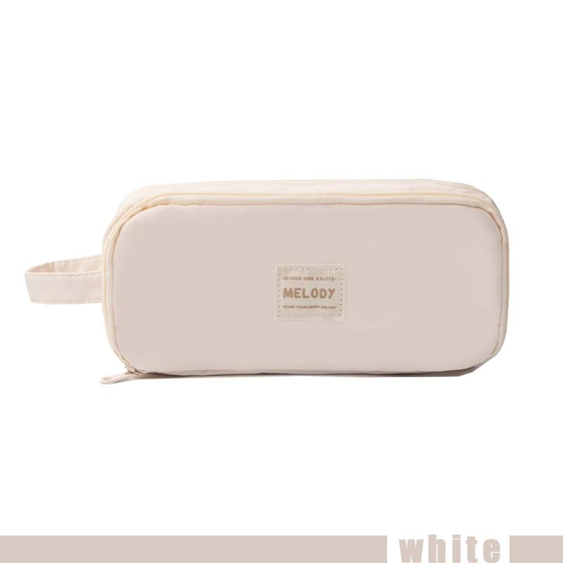 

Melody Pencil Bag Pen Case Simple 2 Compartments Multi Slots Cream Color Handle Storage Pouch for Stationery School A7774 белый