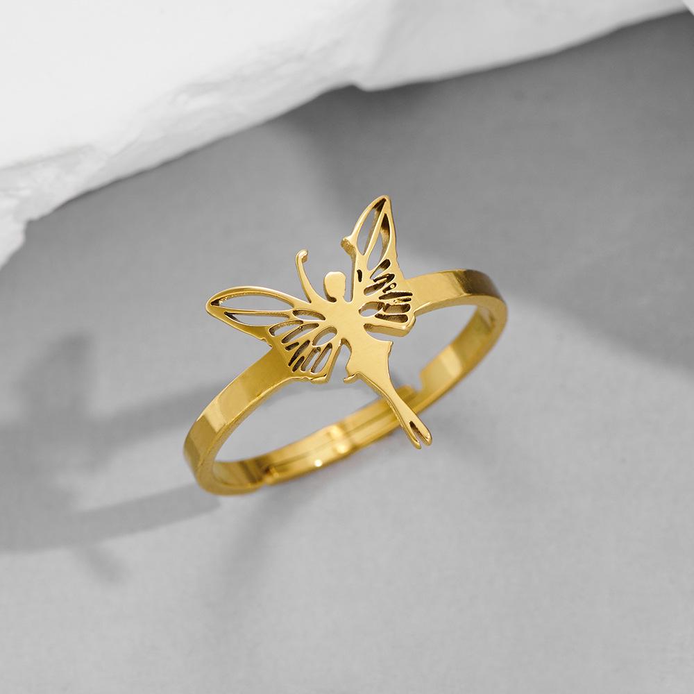 New Luxury Women's Butterfly & Angel Ornament Ring