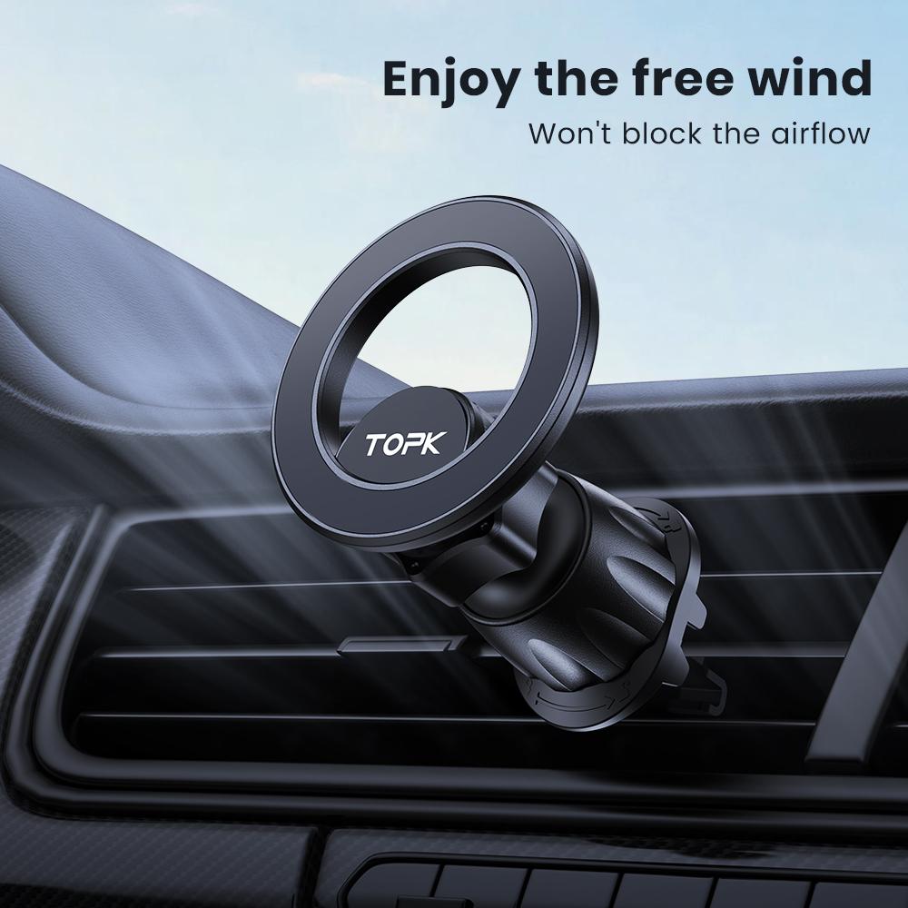 TOPK Autohandyhalter Handyhalter Auto 20 Magnete 360° drehbar Lüftungsschlitz Mag-Safe Halterung für iPhone 15 14 13 12 Pro Max