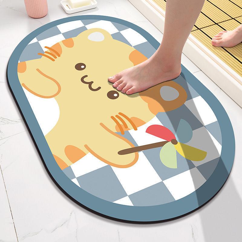 Badezimmer Saugmatte Oval Cartoon Saugkissen Badezimmer Badezimmertürmatte Rutschfester Eingangsteppich