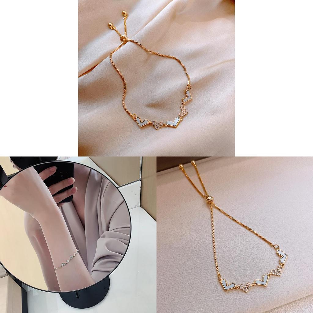 Koreanischer Stil Herz-Charms-Armband mit Zirkon-Verzierung für stilvolle Frauen