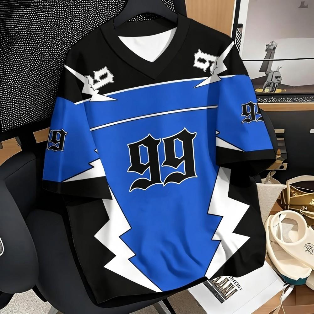 

European and American men s summer spliced digital print comfortable and breathable round neck T-shirt outdoor street top S