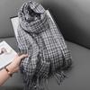 Literary fine-grain plaid warm fringed scarf female sweet retro temperament fashion imitation cashmere fringed shawl male