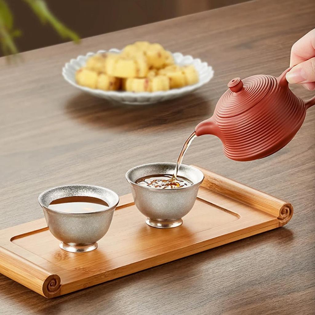 KAMJOVE Pure Titanium Double-Layer Anti-Scald Small Tea Cup Tasting Cup Master Tea Cup Kung Fu Tea Cup Home Use