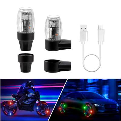 MAZERO Rechargeable LED Valve Cap Fits American Style Air Bright Tire Light with Vibration and Light Strobe Bicycle Wheel Collision Automotive Custom