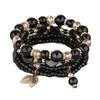 Bohemian Ethnic Layered Beaded Bracelet Set with Leaf Pendant