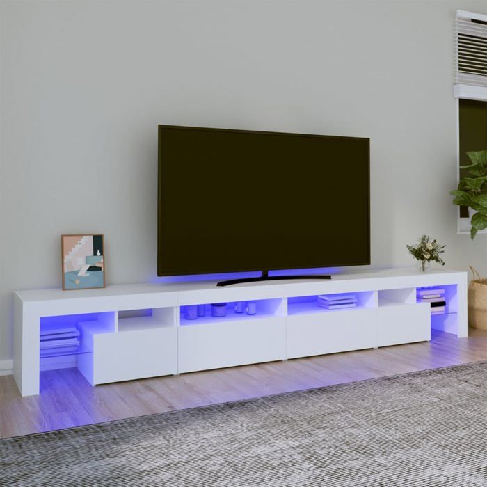 VidaXL Meuble TV avec Lumières LED Centre de Divertissement Rangement Meuble Média Meuble de Salon Salle de Séjour Maison 3152818