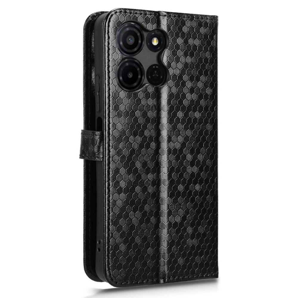 For TCL K33 5G/K32 5G Wallet Case Dot Pattern Imprint PU Leather Phone Cover with Wrist Strap