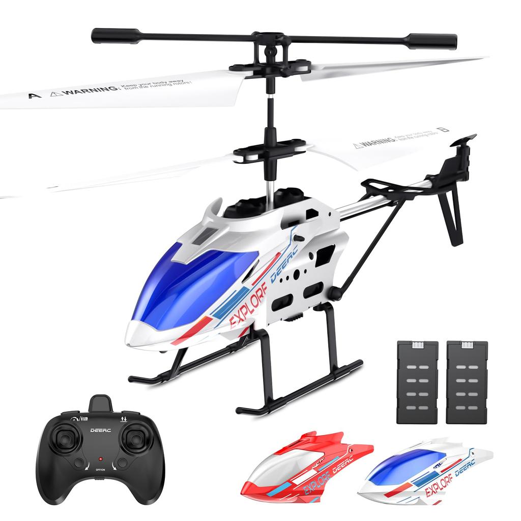 DEERC DE28 Radio-Controlled Helicopter, Indoor Toy, Compact, Beginner-Friendly, 24-Minute Flight Time, Includes 2 Shells, Altitude Hold, One-Key