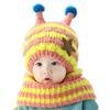 Winter Kids Hat With Plush Ear Protection Big Five-pointed Star Hat Scarf Set Striped Woolen Material Blue Yellow Orange Red Pink