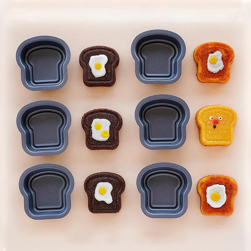1/6Pcs Toast Bread Pattern Carbon Steel Cake Mold Madeleine Muffin Cake Pan Jam Sandwich Dessert Kitchen Accessories Gadgets