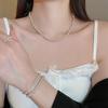 Rose Pearl Bead Necklace Set French Niche Light Luxury Collarbone Chain High-End New Necklace
