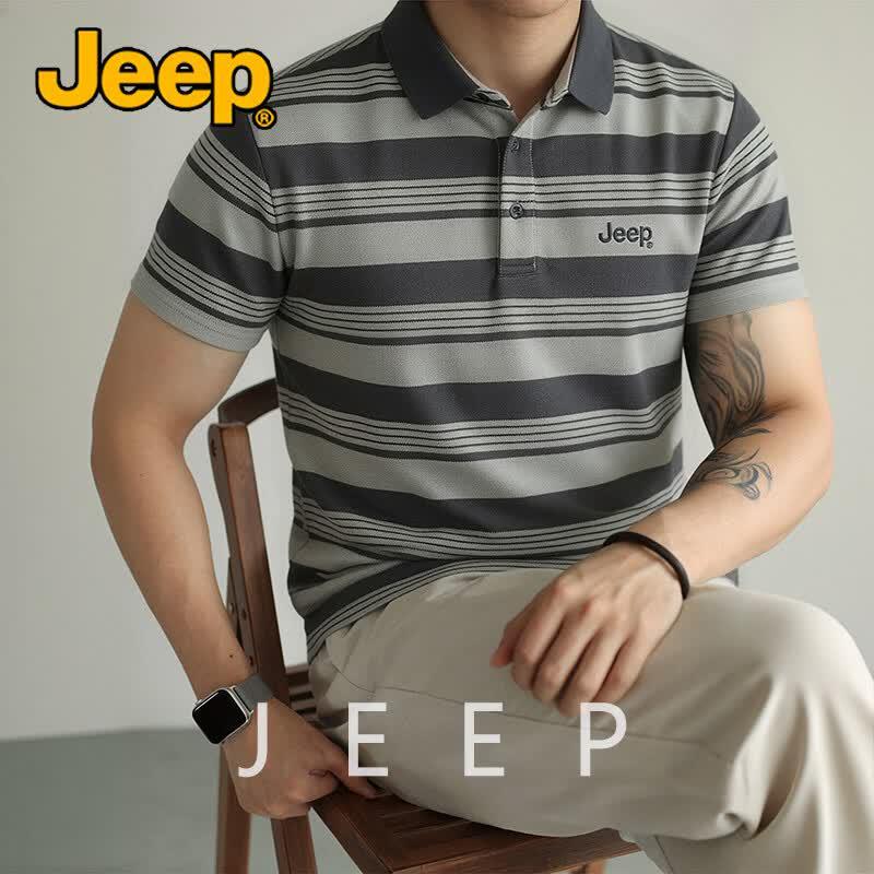 JEEP Men s Summer Anti-Wrinkle Breathable Polo T-Shirt M