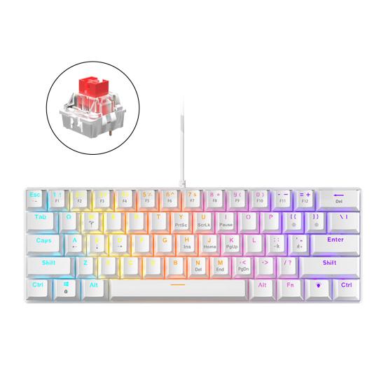 61-клавишная механическая клавиатура с эффектами RGB-подсветки, эргономичный дизайн, регулируемая универсальная проводная игровая клавиатура Plug-Play