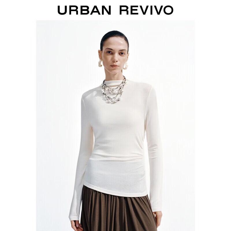 UR 2025 Women s Casual Pleated Long Sleeve T-shirt XL