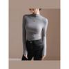 Women's Slim Fit Pleated Long-Sleeve German Velvet Turtleneck Top for Autumn/Winter