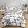 Colección de Ropa de Cama de Dibujos Animados Gatos Lindos Estampados Colección de Fundas Nórdicas 3D Tamaño Individual Matrimonial Queen King Doble Funda de Almohada Ropa de Cama 23 Piezas Para Niños