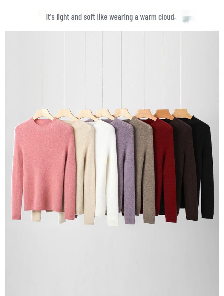Women's Soft Wool Knit Pullover - Slim Fit Base Layer for Autumn/Winter.