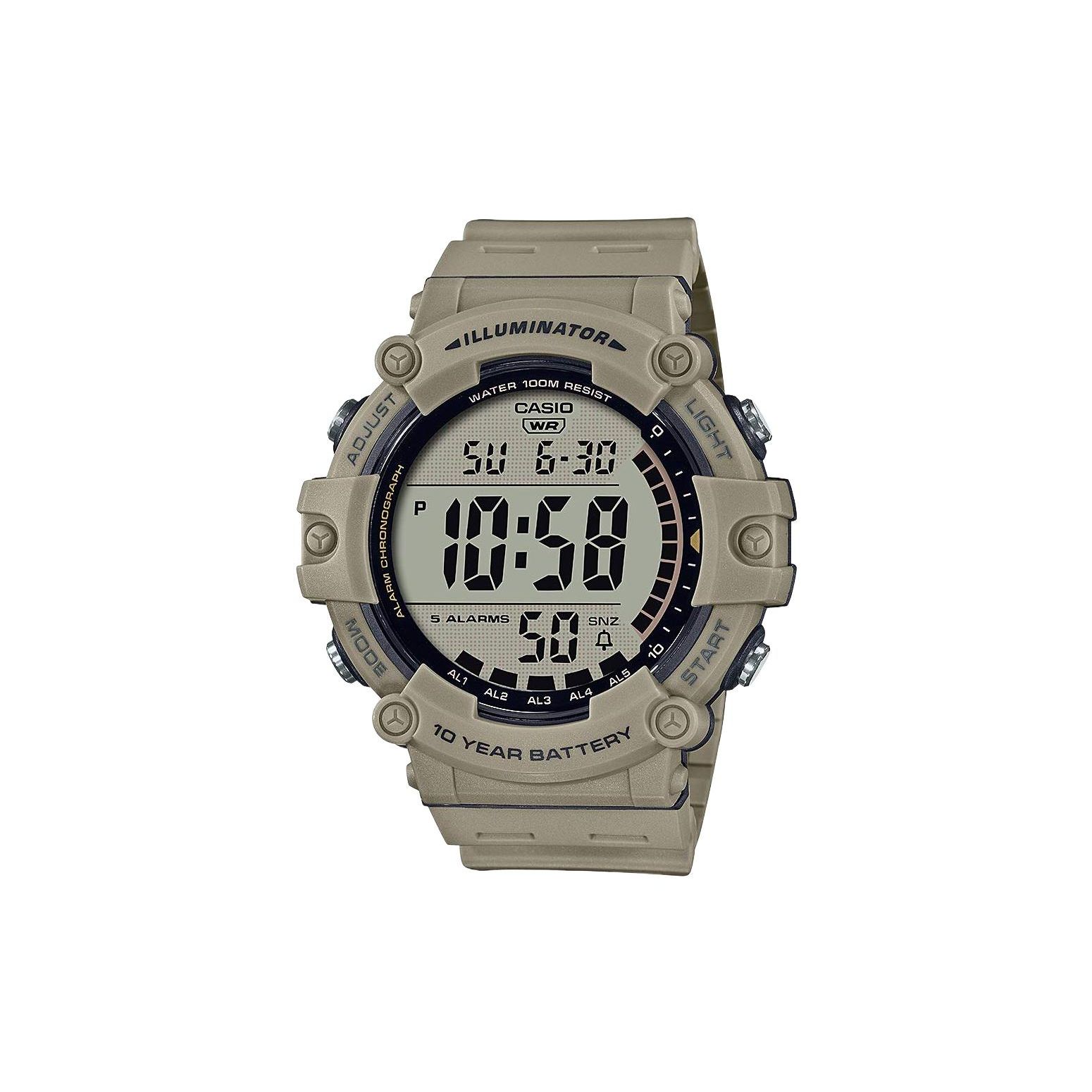 Casio Men's Gray Vintage Series Round Dial Ten Year Power Quartz Movet Resin Strap Watch Watches Ae-1500Wh-5Avcf