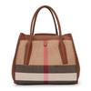 New Women's Vintage Checkered Handbag with Large Capacity Casual Versatile Canvas and Cowhide Wing Bag