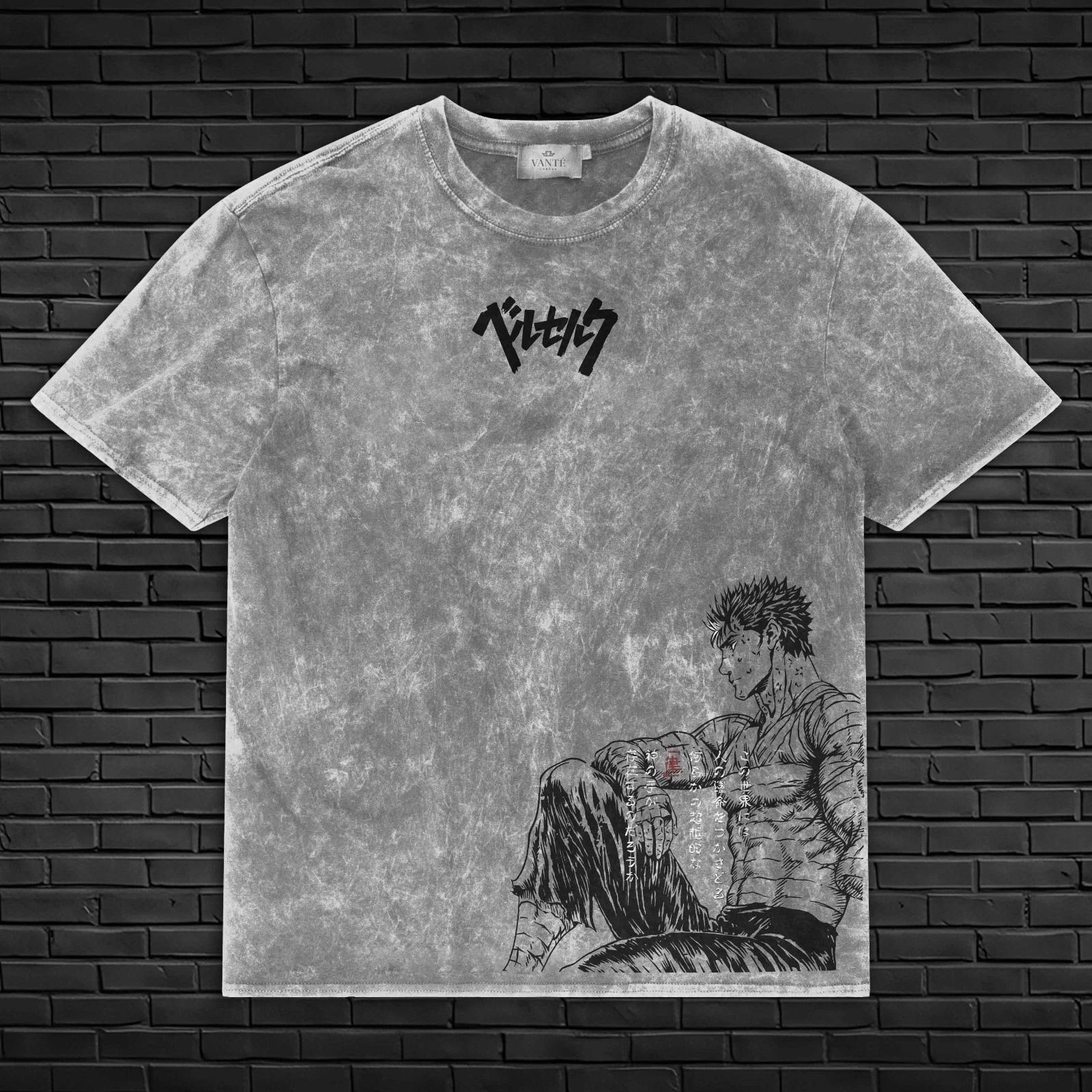 Guts Black Swordsman Berserk Anime T-Shirt Dark Fantasy Acid Wash M