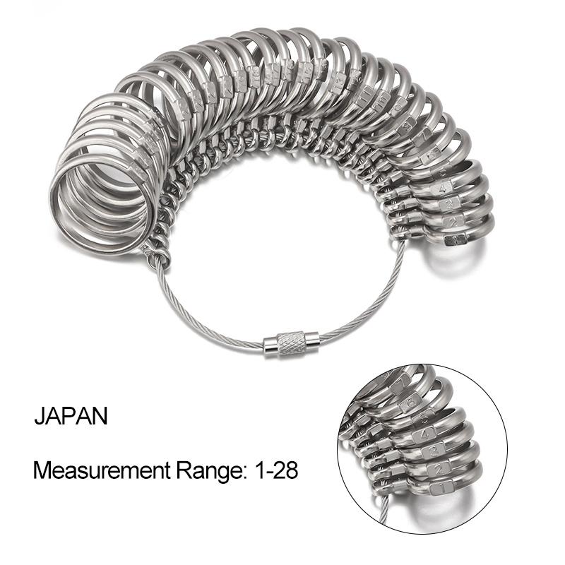 1 Set US/EU/JP/KR/UK Ringmaßband Fingerumfang messen Messstab Aluminium Metallringe Dorn US-Größe Schmuckwerkzeug