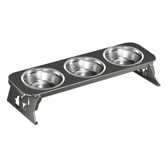 Elevated Dog Feeder Stainless Steel Pet Bowls with Foldable Stand No Spill Raised Pet Feeding Station for Healthy Eating Drinking Posture
