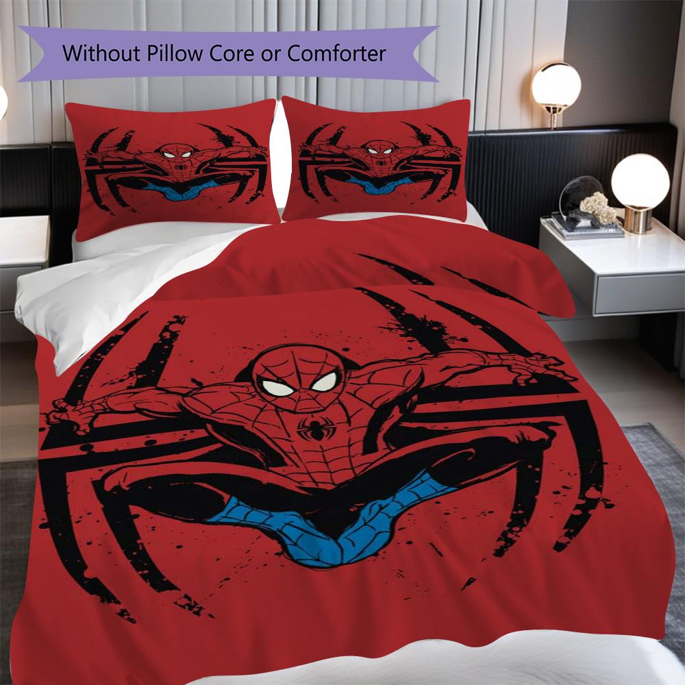 1PC Spider-Man Pattern Bedding Quilt Set Quilt Cover Pillowcase Home Decoration Birthday Gift (1 * Duvet Cover + 2 * Pillowcase, Without Core)