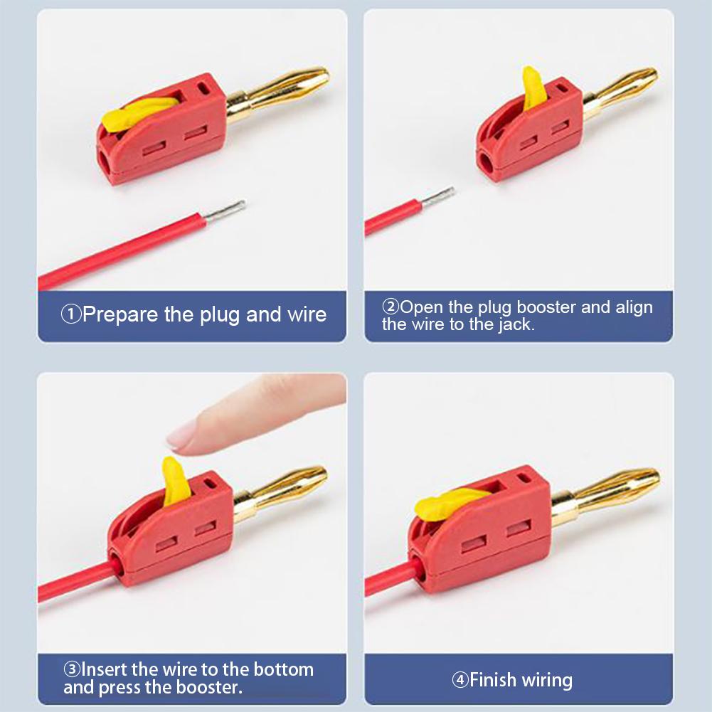 10Pcs 4mm High Current Plugs Six-Lea Gold-Plated Banana Connector Self-Locking Quick Connect Plug for 32A Electrical Test