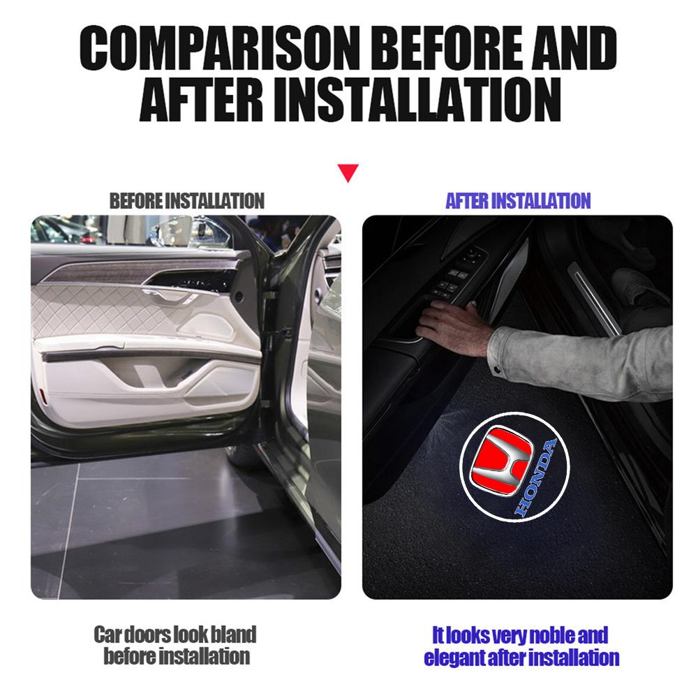 Car LED Door Wireless Projector Welcome Light Auto Accessories For Honda Civic XR-V HR-V City Accord Odyssey Spirior CRV LnsightKV4