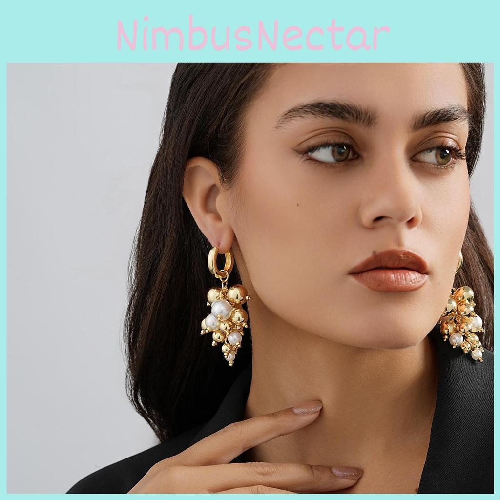 Alloy Gold Chic Geometric Earrings With Pearl Detail Everyday Elegance