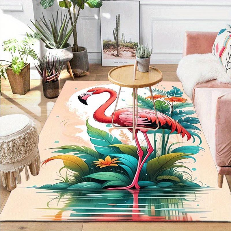 1pc Elegant flamingo Design Area Rug - Soft, Anti-Slip, and Durable Gaming Room Decor for Bedroom