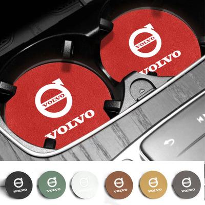 2Pcs Car Coaster Water Drink Bottle Cup Holder Mat Anti-slip Pad For R Design XC90 XC60 S60 V40 XC40 V50 S40 XC70 C70 C40