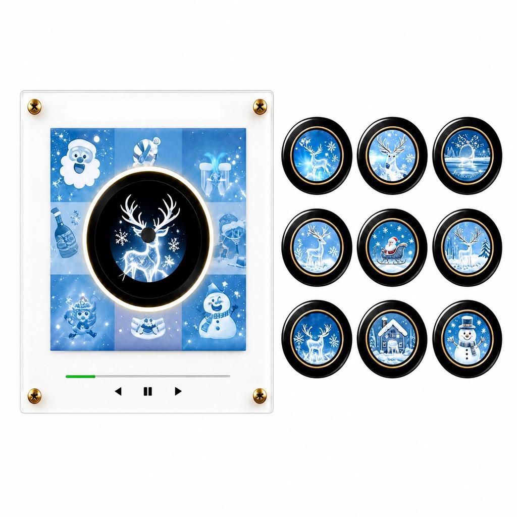Motion-Activated Singing Music Box with Rotating Disc, Night Light and Refrigerator for Home Decor