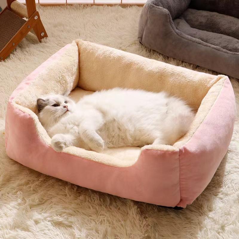 Bett für Katzen und Hunde, warmes, verdicktes Katzenbett, Kätzchenkissen, Hundehütten, Katzen- und Hundeschlafnest, Haustiermatratze, Haustierkatzenbett