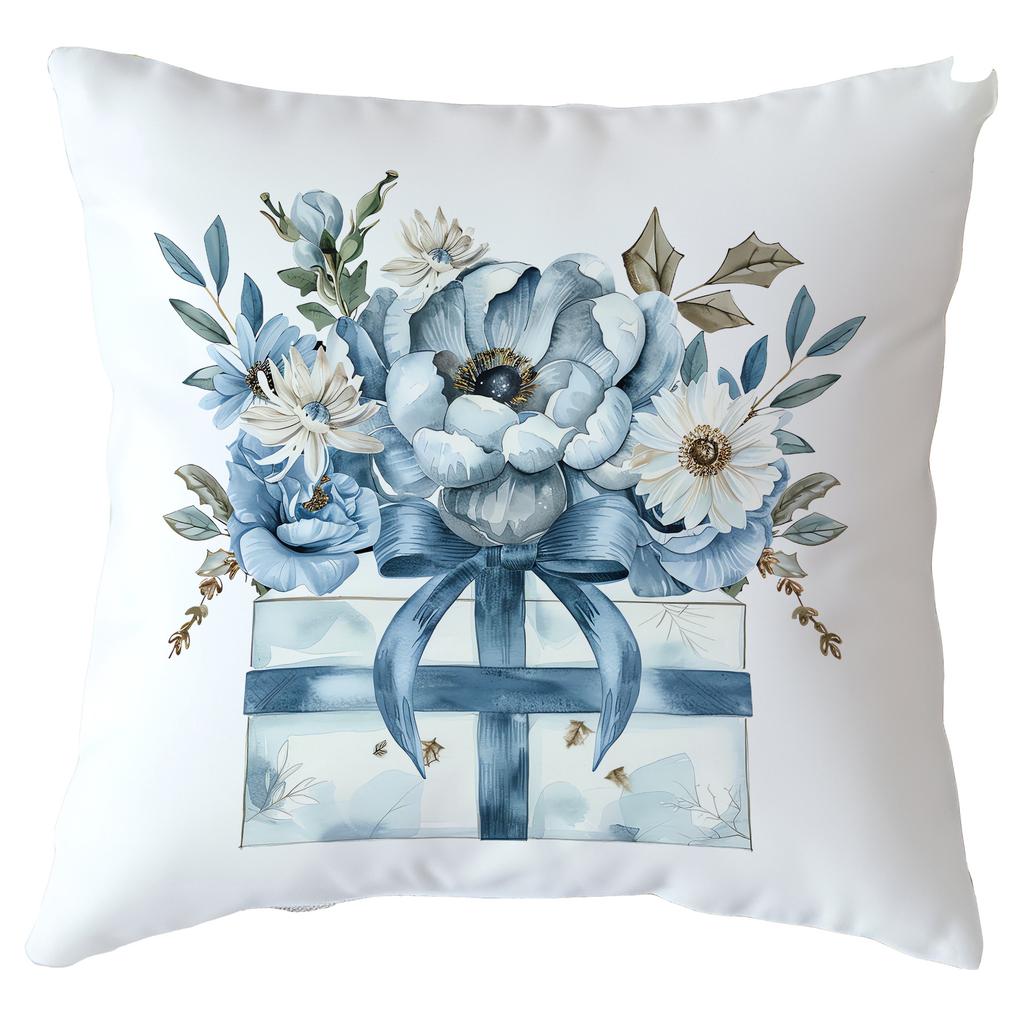 Christmas Cushion Cover Blue Snowflake Reindeer Design Festive Decorative Pillow Case Holiday Sofa Bed Home Decor Pillowcase