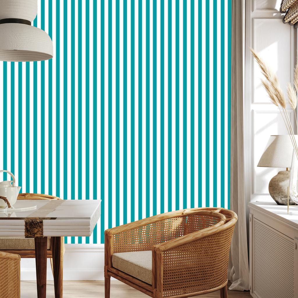 Wallpaper Stripes Turquoise, Center Turquoise for Living Room and Bedroom 50x1000