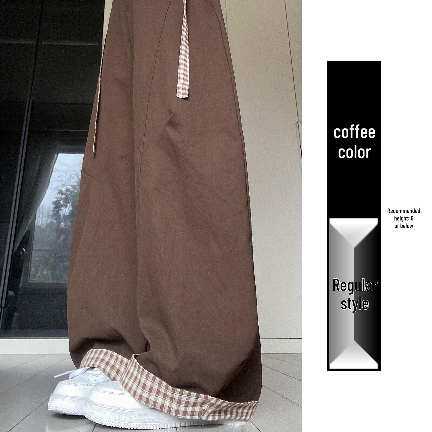 

Women s Coffee-Colored Street Style Cargo Pants, Spring 2026 - Straight, Loose Fit, Wide Leg Design XL