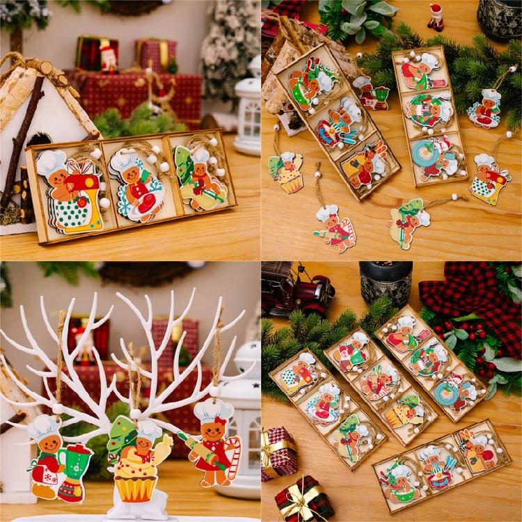Artistic Wood Gingerbreads Man Ornament Delicate Wood Gingerbreads Man Hanging Ornament Charm For Family Holiday Fun