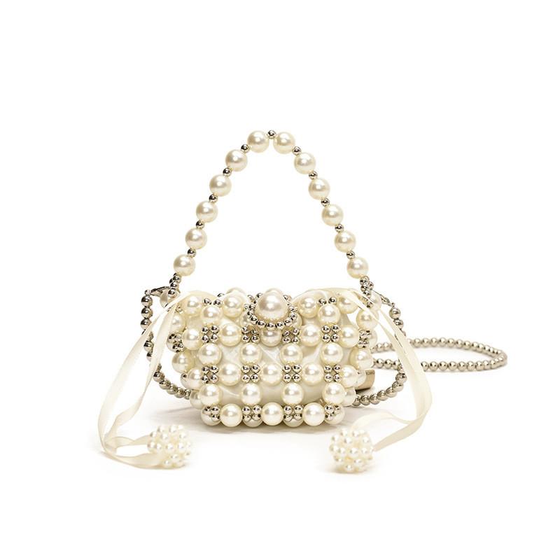 Crossbody Chain Pearl Bag With Stylish Pearl Chain For Kids Outfit Daily
