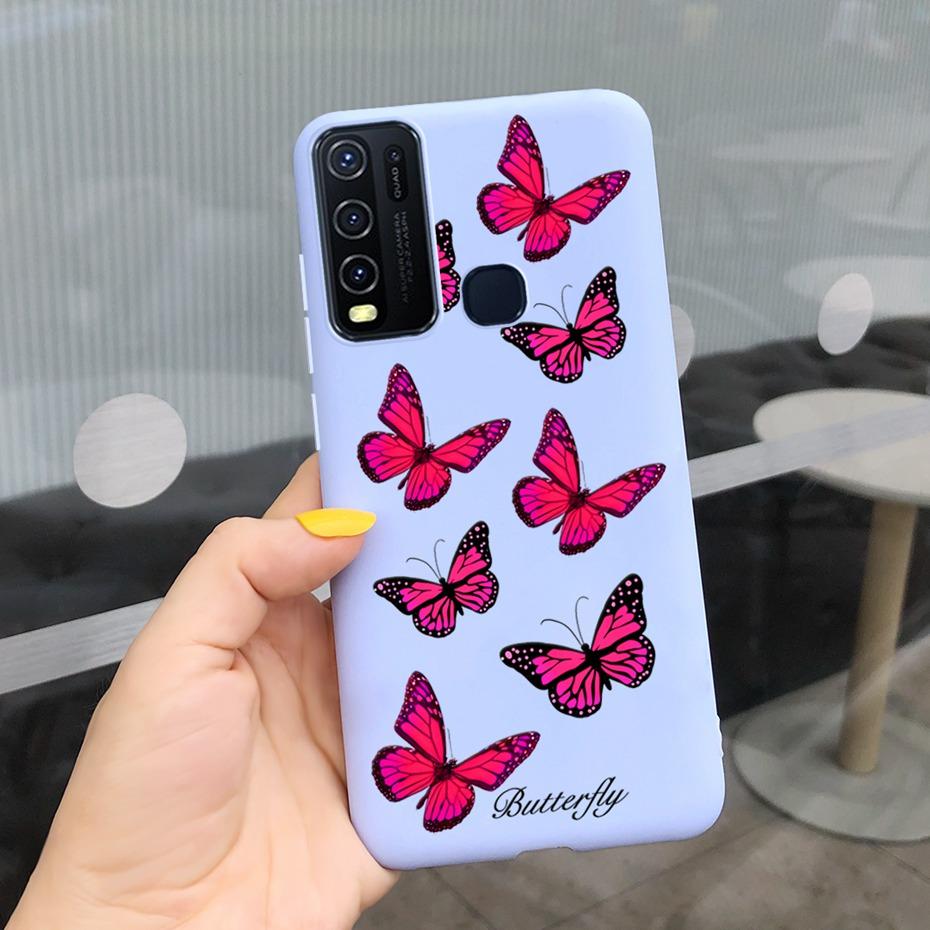 Fashion Cute Flower Milk Silicone Case For Vivo Y30 1938 Y50 1935 Black Soft TPU Phone Cover For Vivo Y 30 50 Y30 2020 Back Case