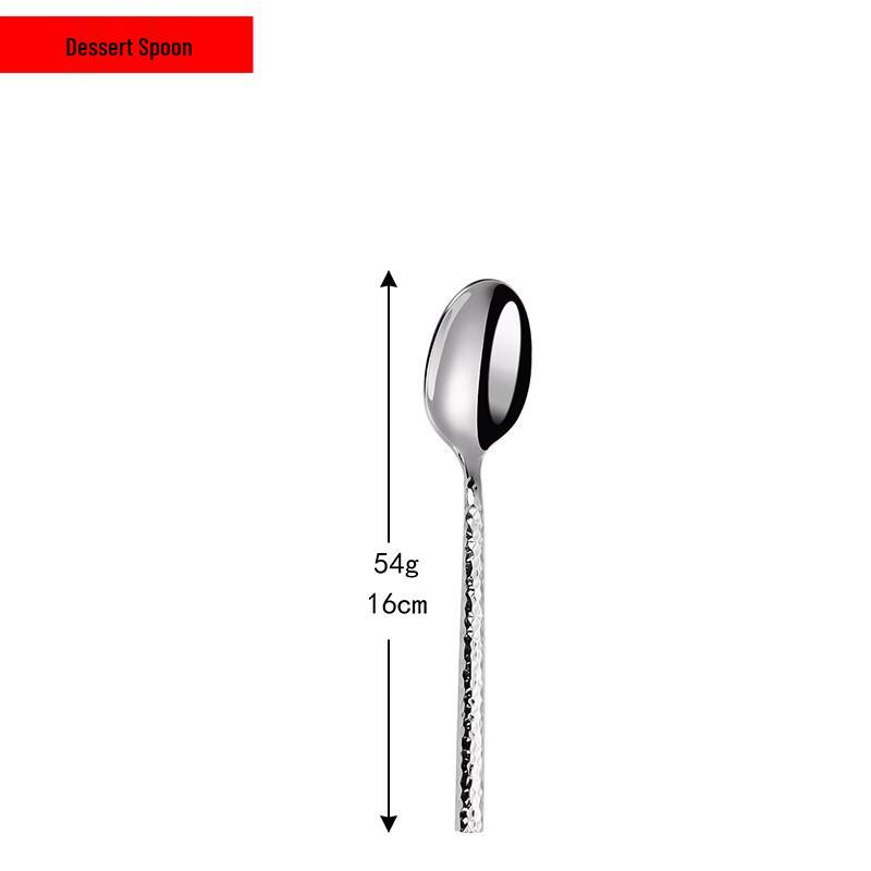Abay Hammered Round Handle Dessert Spoon Set