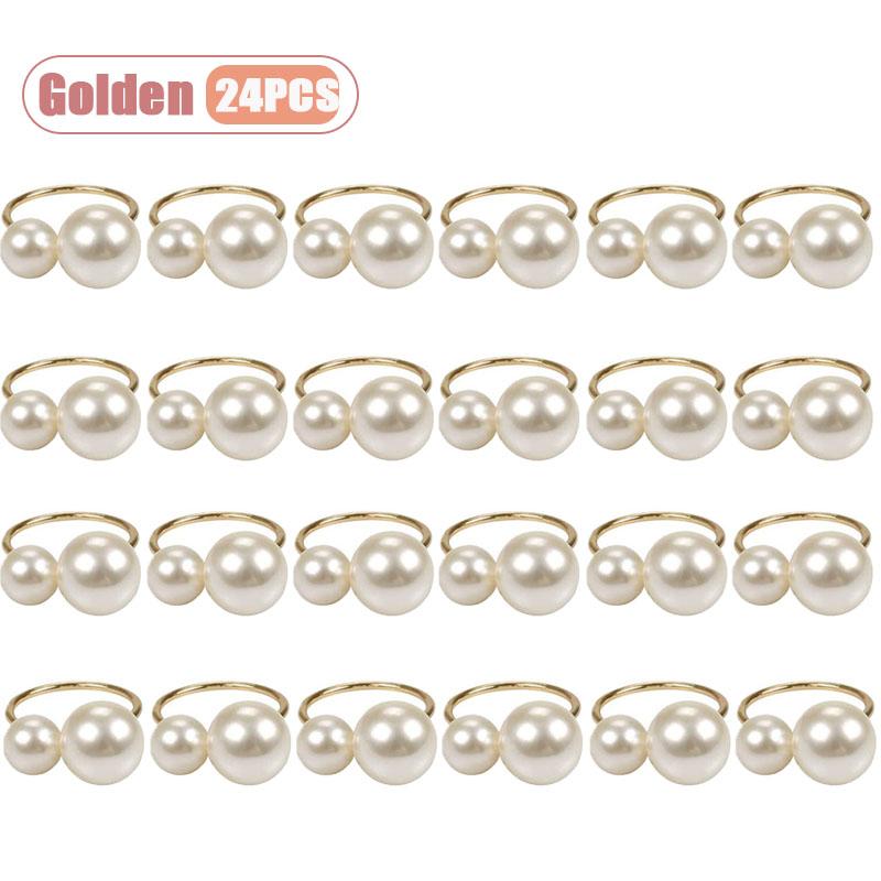 1-24PCS Durable Pearl Plastic Napkin Ring Elegant Design for Wedding Christmas Formal Dinner and Party Table Decorations