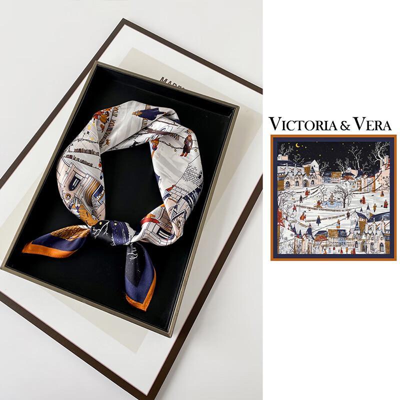 VICTORIA&VERA Elegant Mulberry Silk Printed Scarf