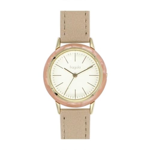 Follow Fragola Acetate Bezel Watch H04421A-1 BE Women's Beige